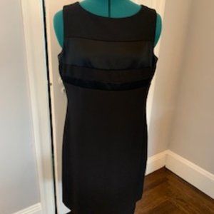 Depeche Black Silk & Crepe Like Black Mid-Length Dress - Petite Size 12